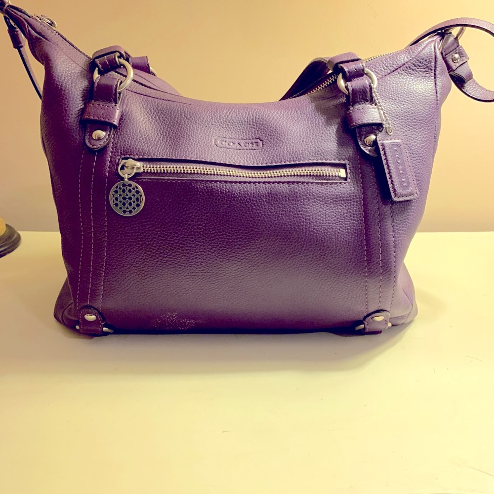 Coach Plum Pebbled Leather Hobo